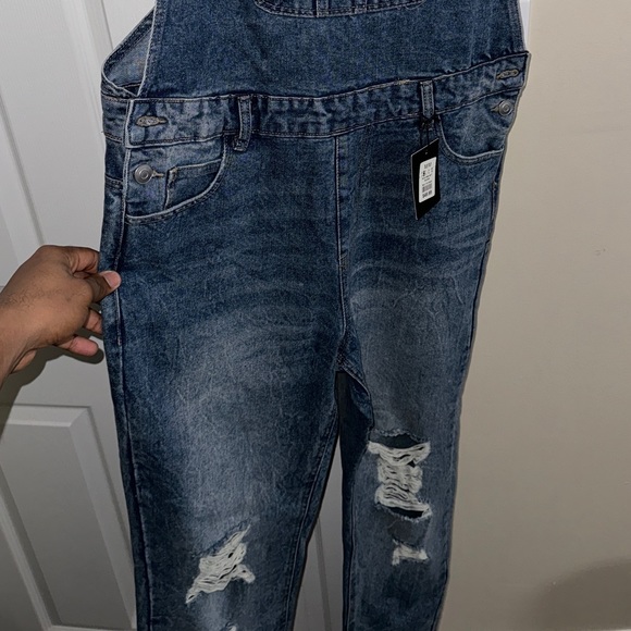 Forever 21 Men Distressed Denim Overalls - Picture 2 of 3